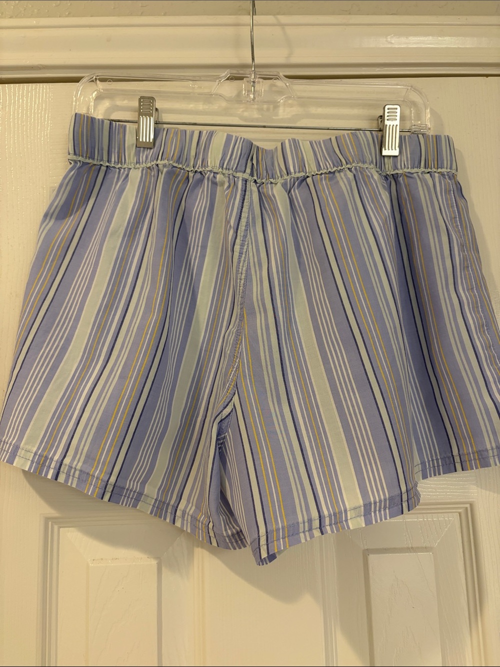 Gilligan & O'Malley Blue and light Sea foam green Striped Pajama Shorts - Picture 2 of 4